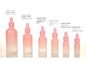 Botella de Vidrio Cilíndrica Esmerilada con Gotero, <span class=keywords><strong>en</strong></span> Degradado Rosa Suave, de 50ml y 100ml, para Suero y Aceite para el Cuidado de la Piel - Product Image 2