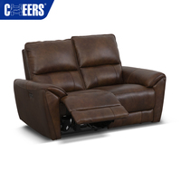 MANWAH CHEERS Ensemble de canapés inclinables électriques modernes en cuir pleine fleur 2+2+1 avec réglage d'angle pour salon et détente