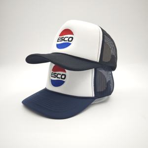 Casquette de camionneur personnalisée pour adultes, 5 panneaux, couleurs contrastées, maille unie, bicolore, avec logo brodé - Product Image 1