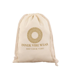 Pochette en toile de coton et lin personnalisée avec logo, sac à bijoux à cordon pour le rangement et l'emballage de bijoux - Product Image 1