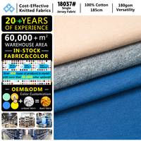 Tela de punto de algodón peinado 21S de 180 GSM, 100% algodón, suave y agradable al tacto, para camisetas, ropa interior y prendas de vestir.