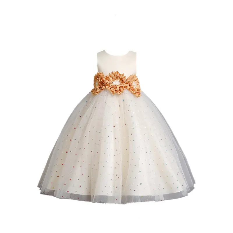 Neue Mode Sommer ärmellose Prinzessin Kinder Blume Mädchenkleid Kittel-Design für Baby Mädchen Kind Babykleid Modell