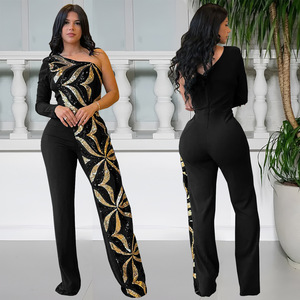 Combinaison pantalon <span class=keywords><strong>longue</strong></span> à sequins sans bretelles pour femme, idéale pour les soirées d'été – Ensemble une pièce - Product Image 3
