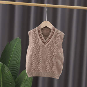 Children's Casual Solid Pattern Three-Piece Set Knitted Sweater <strong>Vest</strong> Plaid Shirt <strong>Long</strong>-<strong>Sleeved</strong> <strong>Vest</strong> Boys Boys Three Piece Suit - Product Image 4