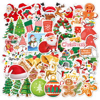 Autocollants de Noël holographiques laser imperméables, autocollants décoratifs pour cadeaux de fête pour enfants avec motifs Père Noël, bonhomme de neige, rennes