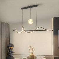 Lustre moderne linéaire en forme d'anneau pour salle à manger, décoration intérieure, salon, bar, en aluminium et acrylique, luminaire suspendu LED à intensité variable