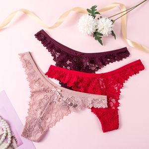 レディース セクシー下着 レースTバックショーツ 女性用無地透かし彫りローライズパンティ セクシーTバック - Product Image 3