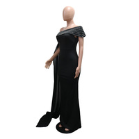 Robe longue élégante pour femme, épaules dénudées, ornée de strass, taille empire, silhouette sirène, écologique, pour soirée et bal, livraison rapide