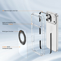 Étui de téléphone portable magnétique sans fil de luxe en TPU+PC pour 18 17 Pro Max 16 15 14 13 Pro Max avec support anneau