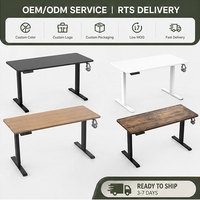 Bureau debout électrique ergonomique réglable avec cadre en acier inoxydable, plateau en bois, design moderne en forme de L, 2 poches de rangement latérales pour
