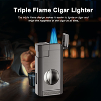 Briquet à cigares et cigarettes en alliage de zinc avec logo personnalisé, coupe-vent, rechargeable au butane, design de luxe portable avec boîte cadeau