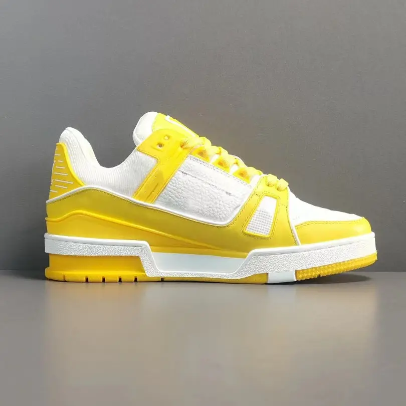Luxury Designer Famous Trend Brand Trainer Yellow Mesh Casual Walking Running Basketball Shoes for Men Women