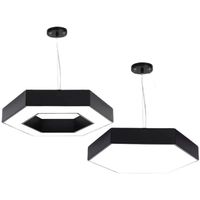 Lustre LED hexagonal moderne en fer pour salle de réunion, hauteur réglable, noir, petite suspension, vente en gros, pour plafond
