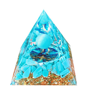 Pirámide de Cristal con Piedras, Adorno de Resina Epoxi para Escritorio, Decoración de Acuario, Estatua de Buda Turquesa, Regalo - Product Image 5