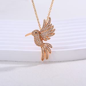 14K18K altın kaplama uçan kuş kolye ve yüzük düğün taraflar nişan için özelleştirilebilir pirinç takı zirkon fabrika - Product Image 1