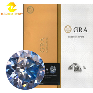 GRA Moissanite Round Loose Stone Glacier Blue Synthetic For Ring Making - Product Image 1
