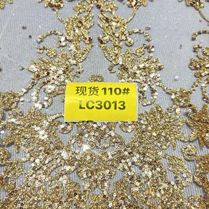 Champagne progettato modello di abito da sposa tessuto maglia oro illusione tessuto di pizzo per abiti da sposa - Product Image 4
