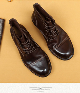 Bottes Chelsea montantes pour hommes en cuir véritable, à semelle épaisse, antidérapantes, style britannique, pour l'hiver, décontractées et professionnelles, de haute qualité - Product Image 5