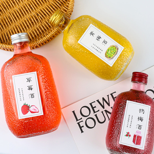 Bouteille de vin en verre texturé givré multi-volumes avec couvercles or et argent, pot de conservation pour vin de prune et de <span class=keywords><strong>fraise</strong></span> - Product Image 1