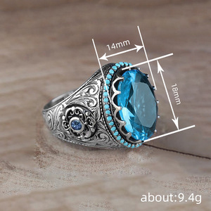 Anillo de Dedo Clásico con Incrustaciones de Circonio Azul Verde Cobre, Diseño Barroco de Alta Textura, Joyería Única para Mujer, para Uso Diario - Product Image 5