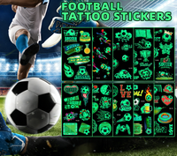 Pegatinas de Tatuajes Luminosos de Fútbol DAMAI, Brillan en la Oscuridad, Impermeables, Desechables, de Papel, para Adultos, Calcomanías Artísticas Corporales con Temática de Fútbol