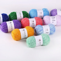 Fil de polyester brillant de 50g pour la fabrication de serviettes de cuisine, fil de soie teint pour le tricot et le tissage de poupées DIY, fil de fibre de verre brillant en gros