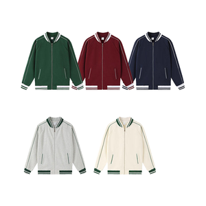 Personnalisé 320g Polyester Coton Tissu Écologique Peigné Stand Automne Haute Qualité Décontracté Hommes Collège Style Lâche Fermeture Éclair - Product Image 3