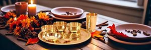 Indian Luxury Dinnerware Set Stainless Steel Copper Traditional Thali Plate Bowls Glass Spoon 13 Inch Diameter Home Restaurants - Product Image 3