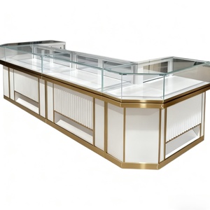 Antique Luxury Vàng Thủy tinh trong suốt đồ trang sức hiển thị trang sức giới thiệu tùy chỉnh được thực hiện tại Trung Quốc Showcase cho vàng cửa hàng đồ trang sức - Product Image 5