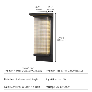 Applique murale extérieure moderne <span class=keywords><strong>en</strong></span> acier inoxydable et acrylique, étanche IP65, pour villa, <span class=keywords><strong>jardin</strong></span>, portail, lampe architecturale verticale minimaliste - Product Image 2
