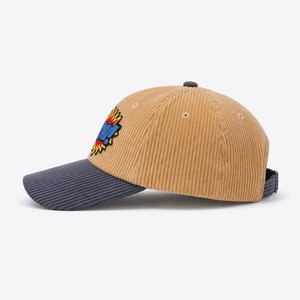 Casquette de baseball en velours côtelé vintage à 6 panneaux, structurée, à visière incurvée, unisexe, réglable, avec logo personnalisé tissé T&L – Vente en gros - Product Image 4