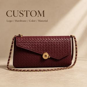 <span class=keywords><strong>Borsa</strong></span> Clutch di Lusso <span class=keywords><strong>Bordeaux</strong></span> con Etichetta Privata del Produttore, in Vera Pelle Intrecciata con Catena, <span class=keywords><strong>Borsa</strong></span> a Spalla da Donna per Serate Eleganti - Product Image 1