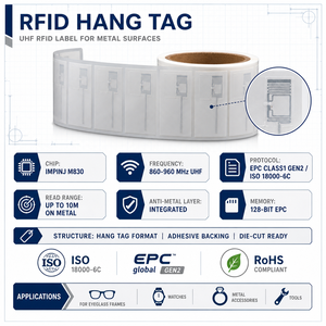 Etichetta Adesiva RFID UHF M830 Mini Impermeabile EPC Class1 Gen2 per Espositori di Occhiali e Conteggio Inventario - Product Image 4