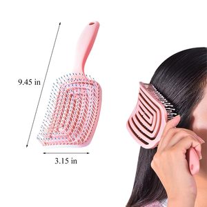 Peigne démêlant incurvé <span class=keywords><strong>à</strong></span> coussin d'air <span class=keywords><strong>avec</strong></span> logo personnalisé et poignée carrée en plastique pour massage des <span class=keywords><strong>cheveux</strong></span> bouclés - Product Image 5
