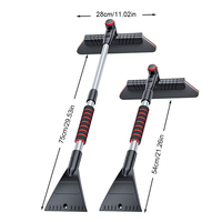 TMST Y0198 Pelle à neige et brosse de pare-brise extensible 2 en 1 en aluminium, dégivreur automatique, grattoir à glace, poignée de sac, 28*12.5*2.5cm