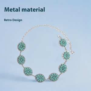 Europeu Americano Estilo Retro Metal Cintura Cadeia All-Match Senhoras Novo Estilo Coreano Vestido Turquesa Liga Cinto Atacado Metal - Product Image 3