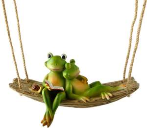 庭の屋外の読書のためのぶら下げスイングカエルの彫像スイングカエルの彫像樹脂カップルカエル - Product Image 1