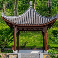 Pavillon en bois de style chinois, structure de pavillon à thé antique en bois avec tuiles de toit asiatiques pour la maison et le commerce