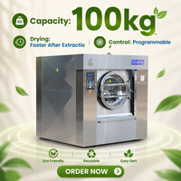 Mesin Cuci Ekstraktor Listrik Stainless Steel 100kg untuk Linen Hotel, Perlengkapan Rumah Sakit, dan Layanan Laundry Profesional