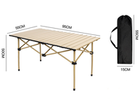 Table de camping pliable en aluminium avec sac de transport imperméable, design enroulable portable, mobilier d'extérieur pour le camping et les pique-niques à la plage