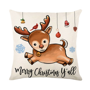 Modern Christmas 45 CM Polyester Knitted Santa Claus Elk Design Hand-Painted Sofa <strong>Cushion</strong> Pillow <strong>Cover</strong> <strong>Without</strong> Insert - Product Image 4