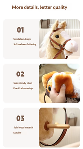 Juguete de peluche unisex transfronterizo con cabeza de caballo para jóvenes, muñeco de caballo de simulación con crin larga, peluche suave, regalo creativo para montar. - Product Image 6