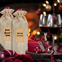 Mini sac à vin en Jute avec Logo personnalisé, cadeau de Banquet pour la saint-valentin avec cordon multicolore
