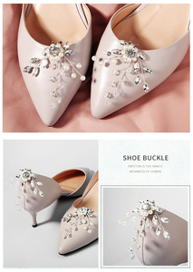 Fabrika toptan düğün gelin high-end aksesuarları kadın ayakkabısı yüksek topuklu inci rhinestone bayanlar ayakkabı tokası takı - Product Image 5