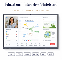 Tableau blanc interactif éducatif 55/65/75/86 pouces Ultra HD 4K LED, écran plat intelligent pour l'enseignement scolaire, écran tactile 50 points
