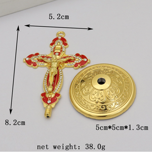 90mm 합금 십자가 장식품 에나멜 색상 수공예품 가정 및 사무실 책상 장식 십자가 공예품 - Product Image 4