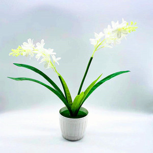 Plante artificielle de jacinthe en pot, mini-plante en tissu et plastique, décoration verte pour la maison, le bureau ou la présentation sur bureau - Product Image 4