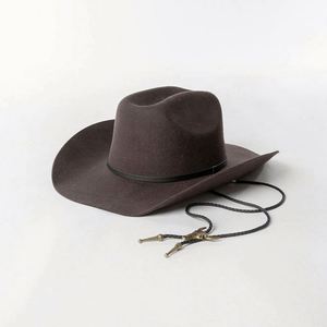 Wholesale Luxury Quality Vintage Wide Brim Western Cowboy Hats 100% Wool Fedora Hat - Product Image 5