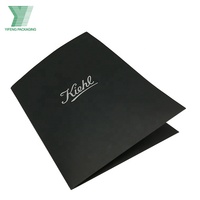 Carpeta de presentación con logotipo impreso personalizado, papel negro mate, cartón, 2 bolsillos, carpeta de archivos con ranura para tarjeta