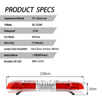 Barre lumineuse d'avertissement LED rouge de 48 pouces 12V/24V pour ambulance, véhicule d'urgence, voiture avec klaxon